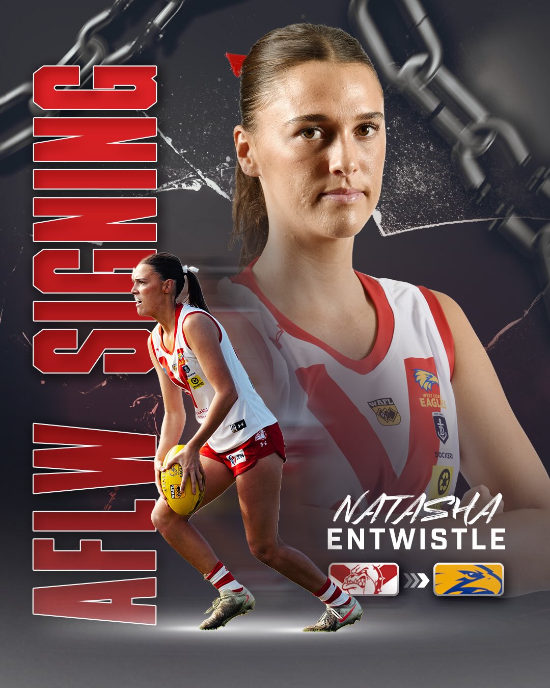 TASH TO THE EAGLESCongratulations to Natasha Entwistle who joins the West Coast Eagles as an injury replacement player for the 2026 AFLW season.This is an incredible achievement for Tash and a testament to all the hard work and dedication she has put into her footy to secure this opportunity.Congratulations, Tash! ❤️