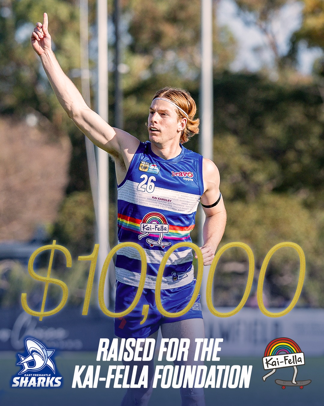 Kai-Fella foundation match wrap up 🌈🦈We are proud to announce that we raised $10,000 for the Kai-Fella foundation over the weekend. This is an incredible achievement and will help the organisations mission of providing mental health workshops to young people across the state.