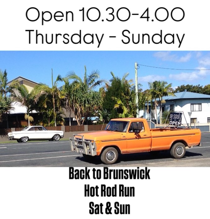 Great weekend ahead 🏎️
Brunswick Heads -
Back to Bruns hot rod run this weekend, call by to get your retro vintage mid century fix 🖤